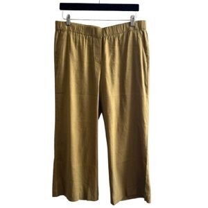 J. Jill Linen Blend Wide Leg Cropped Pants Pull On Faux Fly Lagenlook Boho